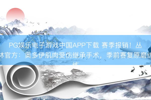 PG娱乐电子游戏中国APP下载 赛季报销！丛林官方：奥多伊肌肉受伤继承手术，季前赛复原磨练