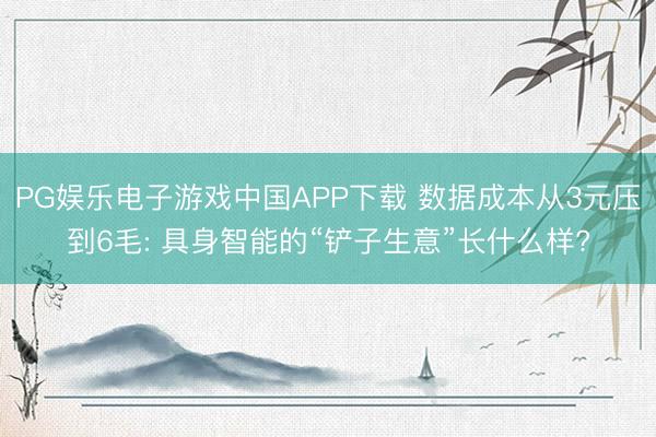 PG娱乐电子游戏中国APP下载 数据成本从3元压到6毛: 具身智能的“铲子生意”长什么样?